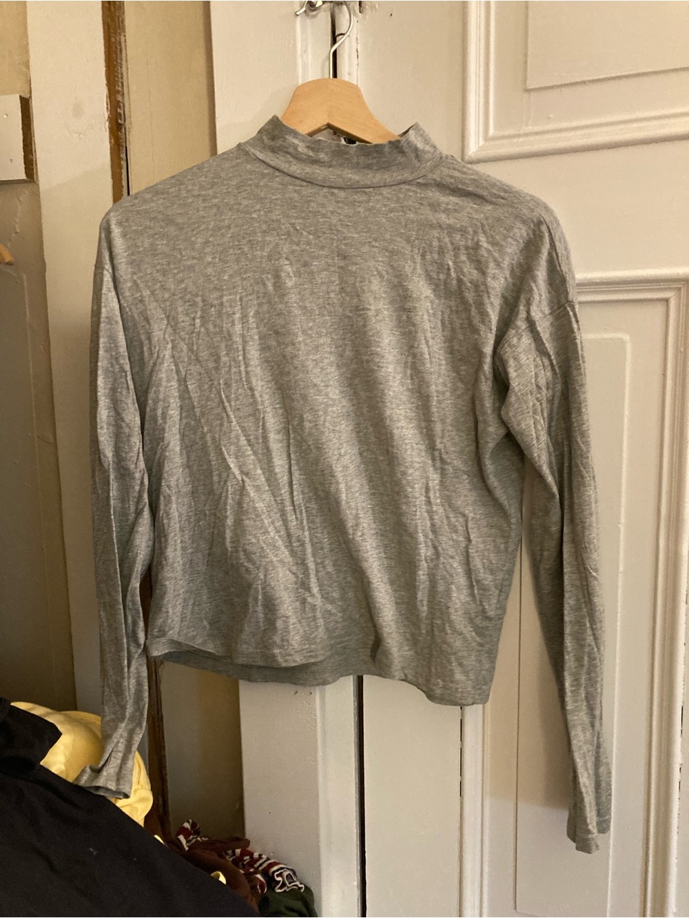everlane gray mockneck tee long sleeve xxs